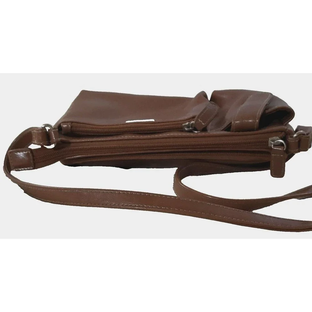 Minicci Faux Leather Medium Brown Crossbody Bag/Purse with Multiple Compartments